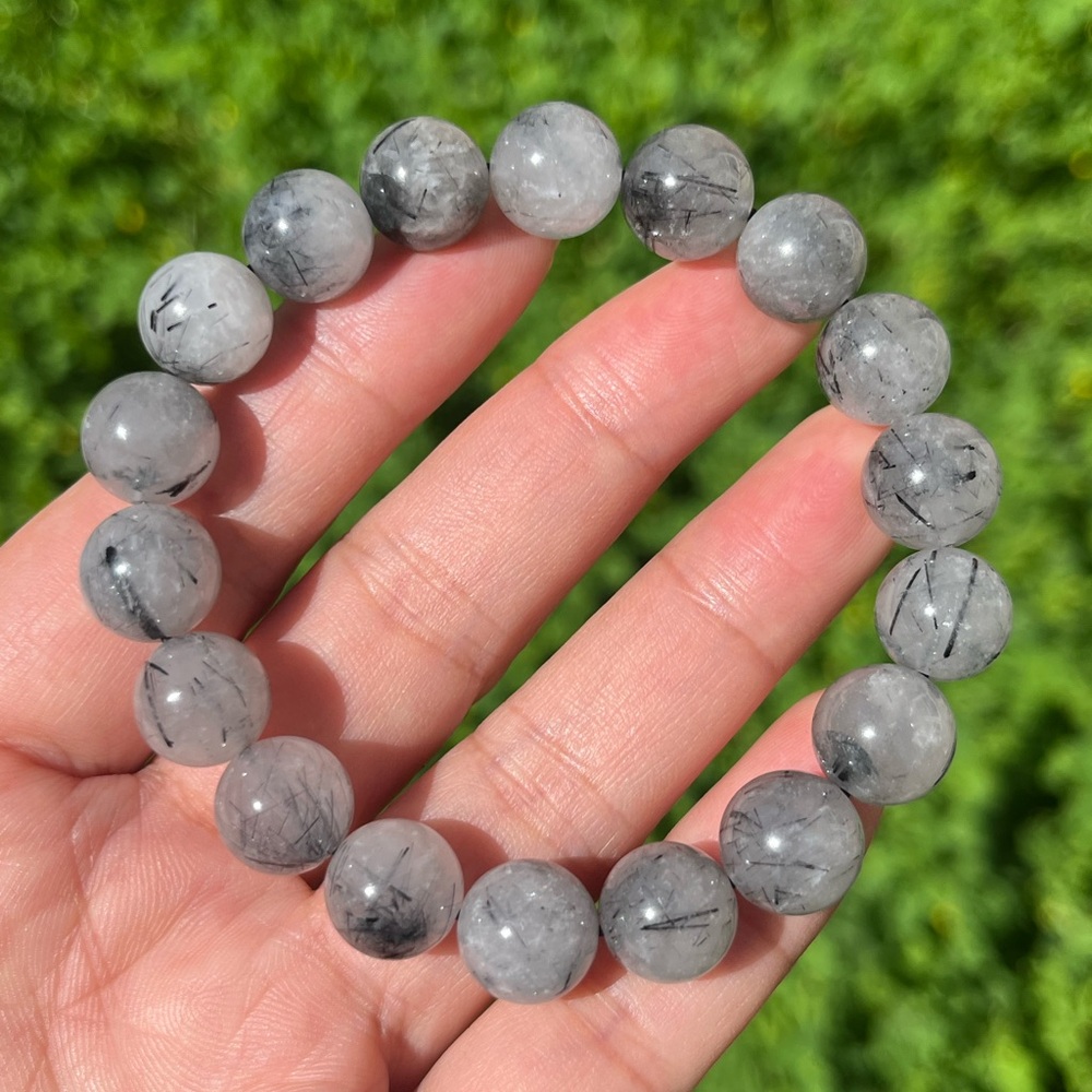 11mm strechable tourmalinated quartz bracelet